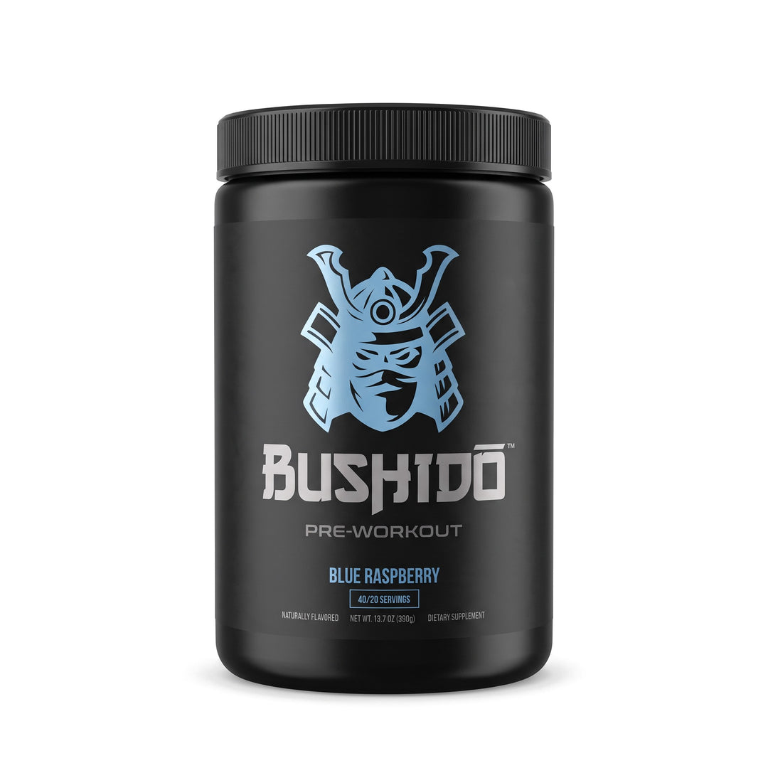 Bushidō Pre-Workout tub, Blue Raspberry – 40/20 servings