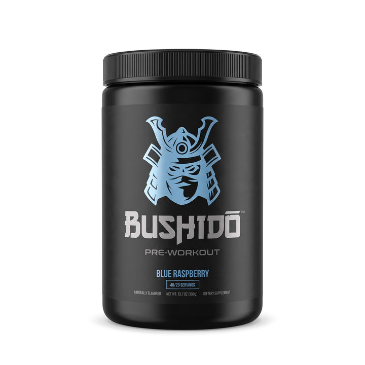 Bushidō Pre-Workout tub, Blue Raspberry – 40/20 servings