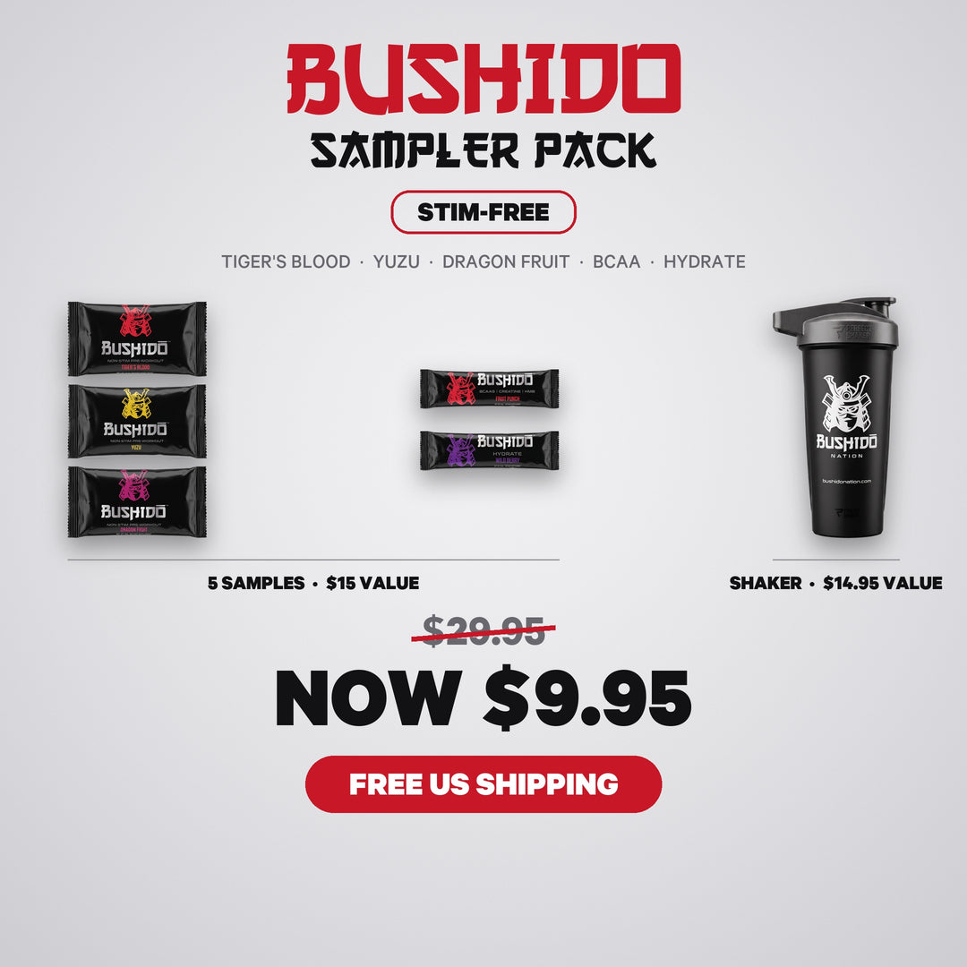 Bushido Stim-Free Sampler Pack, $29.95 value, now $9.95 with free US shipping