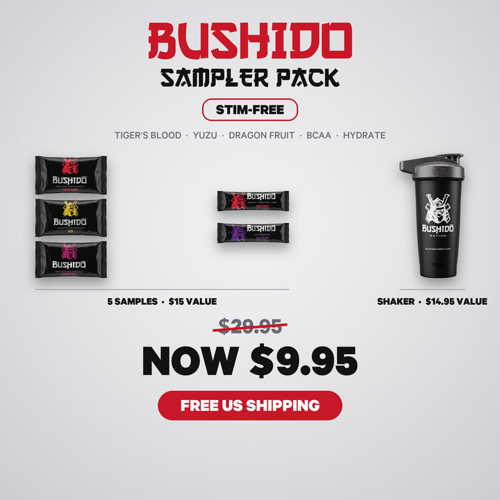 Bushido Stim-Free Sampler Pack, $29.95 value, now $9.95 with free US shipping